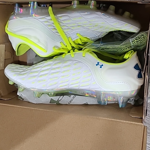 Under Armour Clone Mag Elite 3.0 FG - White/Yellow Football Cleats Size 8.5